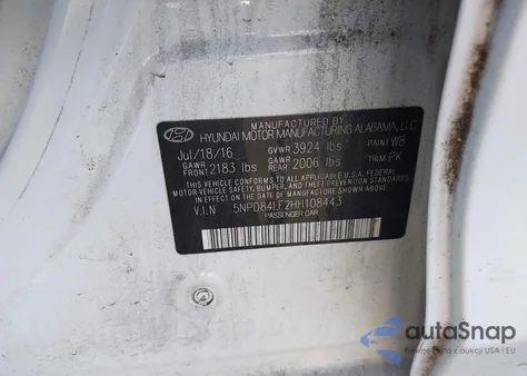 2017 Hyundai Elantra Se z USA, uszkodzony, nr VIN 5NPD84LF2HH108443